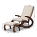 Baxton Studio Kaira Modern and Contemporary 2-Piece Light Beige Fabric Upholstered and Walnut-Finished Wood Rocking Chair and Ottoman Set - BSOBBT5317-Light Beige-Otto-Set