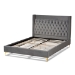 Baxton Studio Valery Modern and Contemporary Dark Gray Velvet Fabric Upholstered Queen Size Platform Bed with Gold-Finished Legs - BSOBBT6740-Dark Grey-Queen