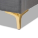 Baxton Studio Valery Modern and Contemporary Dark Gray Velvet Fabric Upholstered Queen Size Platform Bed with Gold-Finished Legs - BSOBBT6740-Dark Grey-Queen