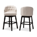 Baxton Studio Theron Transitional Light Beige Fabric Upholstered Wood Swivel Bar Stool Set of 2 - BSOBBT5210B-Light Beige-BS