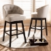 Baxton Studio Theron Transitional Light Beige Fabric Upholstered Wood Swivel Bar Stool Set of 2 - BSOBBT5210B-Light Beige-BS