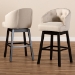 Baxton Studio Theron Transitional Light Beige Fabric Upholstered Wood Swivel Bar Stool Set of 2 - BSOBBT5210B-Light Beige-BS