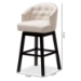 Baxton Studio Theron Transitional Light Beige Fabric Upholstered Wood Swivel Bar Stool Set of 2 - BSOBBT5210B-Light Beige-BS