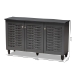 Baxton Studio Winda Modern and Contemporary Dark Gray 3-Door Wooden Entryway Shoe Storage Cabinet - BSOSC864573 B-Dark Grey-Shoe Cabinet