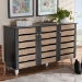 Baxton Studio Gisela Modern and Contemporary Two-Tone Oak and Dark Gray 3-Door Shoe Storage Cabinet - BSOSC865513M-Sonama Oak/Dark Grey-Shoe Cabinet