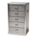 Baxton Studio Davet French Industrial Silver Metal 5-Drawer Storage Cabinet