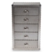 Baxton Studio Davet French Industrial Silver Metal 5-Drawer Accent Storage Cabinet - BSOJY17B167-Silver-Cabinet