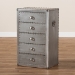 Baxton Studio Davet French Industrial Silver Metal 5-Drawer Accent Storage Cabinet - BSOJY17B167-Silver-Cabinet