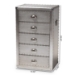 Baxton Studio Davet French Industrial Silver Metal 5-Drawer Accent Storage Cabinet - BSOJY17B167-Silver-Cabinet