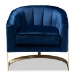 Baxton Studio Tomasso Glam Royal Blue Velvet Fabric Upholstered Gold-Finished Lounge Chair - BSOTSF7707-Dark Royal Blue/Gold-CC