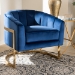 Baxton Studio Tomasso Glam Royal Blue Velvet Fabric Upholstered Gold-Finished Lounge Chair - BSOTSF7707-Dark Royal Blue/Gold-CC