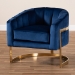 Baxton Studio Tomasso Glam Royal Blue Velvet Fabric Upholstered Gold-Finished Lounge Chair - BSOTSF7707-Dark Royal Blue/Gold-CC