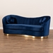 Baxton Studio Nevena Glam Royal Blue Velvet Fabric Upholstered Gold-Finished Sofa - BSOTSF5510-Dark Royal Blue/Gold-SF