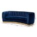 Baxton Studio Milena Glam Royal Blue Velvet Fabric Upholstered Gold-Finished Sofa - BSOTSF5504A-Dark Royal Blue/Gold-SF