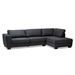 Baxton Studio Petra Modern and Contemporary Charcoal Fabric Upholstered Right Facing Sectional Sofa