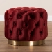 Baxton Studio Valeria Glam Burgundy Red Velvet Fabric Upholstered Gold-Finished Button Tufted Ottoman - BSOTSFOT030-Burgundy/Gold-Otto