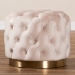 Baxton Studio Valeria Glam Light Beige Velvet Fabric Upholstered Gold-Finished Button Tufted Ottoman - BSOTSFOT030-Light Beige/Gold-Otto