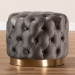 Baxton Studio Valeria Glam Gray Velvet Fabric Upholstered Gold-Finished Button Tufted Ottoman - BSOTSFOT030-Slate Grey/Gold-Otto