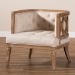 Baxton Studio Esme French Provincial Beige Linen Fabric Upholstered and White-Washed Oak Wood Accent Barrel Chair - BSOTSF9911-Beige/Natural Oak-CC