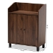 Baxton Studio Rossin Modern and Contemporary Walnut Brown Finished 2-Door Wood Entryway Shoe Storage Cabinet with Open Shelf - BSOATSC1614-Columbia-Shoe Cabinet