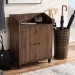 Baxton Studio Rossin Modern and Contemporary Walnut Brown Finished 2-Door Wood Entryway Shoe Storage Cabinet with Open Shelf - BSOATSC1614-Columbia-Shoe Cabinet