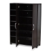 Baxton Studio Marine Modern and Contemporary Two-Tone Wenge and Black Finished 2-Door Wood Entryway Shoe Storage Cabinet with Open Shelves - BSOSESC296-Wenge-Shoe Cabinet