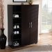 Baxton Studio Marine Modern and Contemporary Two-Tone Wenge and Black Finished 2-Door Wood Entryway Shoe Storage Cabinet with Open Shelves - BSOSESC296-Wenge-Shoe Cabinet