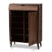 Baxton Studio Cormier Mid-Century Modern Walnut Brown finished 2-Door Wood Entryway Shoe Storage Cabinet - BSOSESC7003-Columbia-Shoe Cabinet