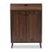 Baxton Studio Cormier Mid-Century Modern Walnut Brown finished 2-Door Wood Entryway Shoe Storage Cabinet - BSOSESC7003-Columbia-Shoe Cabinet
