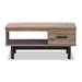 Baxton Studio Arend Modern and Contemporary Two-Tone Oak Brown and Black Wood 1-Drawer Coffee Table - BSOMH2156-Safari Oak/Ebony-CT