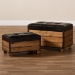 Baxton Studio Marelli Rustic Dark Brown Faux Leather Upholstered 2-Piece Wood Storage Trunk Ottoman Set - BSOJY17A053-Dark Brown-2PC Ottoman Set