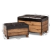 Baxton Studio Marelli Rustic Dark Brown Faux Leather Upholstered 2-Piece Wood Storage Trunk Ottoman Set - BSOJY17A053-Dark Brown-2PC Ottoman Set
