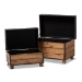 Baxton Studio Marelli Rustic Dark Brown Faux Leather Upholstered 2-Piece Wood Storage Trunk Ottoman Set - BSOJY17A053-Dark Brown-2PC Ottoman Set