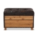 Baxton Studio Marelli Rustic Dark Brown Faux Leather Upholstered 2-Piece Wood Storage Trunk Ottoman Set - BSOJY17A053-Dark Brown-2PC Ottoman Set