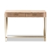 Baxton Studio Lafoy Modern and Contemporary Natural Brown Finished Wood and Gold Finished 2-Drawer Console Table - BSOFJ2A034-Light Brown-Console