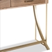 Baxton Studio Lafoy Modern and Contemporary Natural Brown Finished Wood and Gold Finished 2-Drawer Console Table - BSOFJ2A034-Light Brown-Console