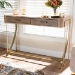 Baxton Studio Lafoy Modern and Contemporary Natural Brown Finished Wood and Gold Finished 2-Drawer Console Table - BSOFJ2A034-Light Brown-Console