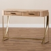 Baxton Studio Lafoy Modern and Contemporary Natural Brown Finished Wood and Gold Finished 2-Drawer Console Table - BSOFJ2A034-Light Brown-Console