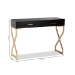 Baxton Studio Carville Modern and Contemporary Dark Brown Faux Leather Upholstered Gold Finished 2-Drawer Console Table - BSOFJ2A035-Dark Brown-Console
