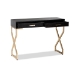 Baxton Studio Carville Modern and Contemporary Dark Brown Faux Leather Upholstered Gold Finished 2-Drawer Console Table - BSOFJ2A035-Dark Brown-Console
