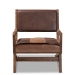 Baxton Studio Rovelyn Rustic Brown Faux Leather Upholstered Walnut Finished Wood Lounge Chair - BSORovelyn-Dark Brown/Walnut-CC