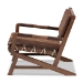 Baxton Studio Rovelyn Rustic Brown Faux Leather Upholstered Walnut Finished Wood Lounge Chair - BSORovelyn-Dark Brown/Walnut-CC
