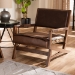 Baxton Studio Rovelyn Rustic Brown Faux Leather Upholstered Walnut Finished Wood Lounge Chair - BSORovelyn-Dark Brown/Walnut-CC