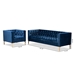Baxton Studio Zanetta Glam and Luxe Navy Velvet Upholstered Gold Finished 2-Piece Sofa and Lounge Chair Set - BSOTSF-7723-Navy/Gold-2PC Set