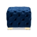 Baxton Studio Avara Glam and Luxe Royal Blue Velvet Fabric Upholstered Gold Finished Button Tufted Ottoman - BSOTSFOT029-Dark Royal Blue/Gold-Otto