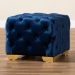 Baxton Studio Avara Glam and Luxe Royal Blue Velvet Fabric Upholstered Gold Finished Button Tufted Ottoman - BSOTSFOT029-Dark Royal Blue/Gold-Otto
