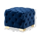 Baxton Studio Avara Glam and Luxe Royal Blue Velvet Fabric Upholstered Gold Finished Button Tufted Ottoman - BSOTSFOT029-Dark Royal Blue/Gold-Otto