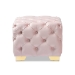 Baxton Studio Avara Glam and Luxe Light Pink Velvet Fabric Upholstered Gold Finished Button Tufted Ottoman - BSOTSFOT029-Light Pink/Gold-Otto