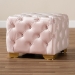 Baxton Studio Avara Glam and Luxe Light Pink Velvet Fabric Upholstered Gold Finished Button Tufted Ottoman - BSOTSFOT029-Light Pink/Gold-Otto