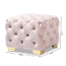 Baxton Studio Avara Glam and Luxe Light Pink Velvet Fabric Upholstered Gold Finished Button Tufted Ottoman - BSOTSFOT029-Light Pink/Gold-Otto